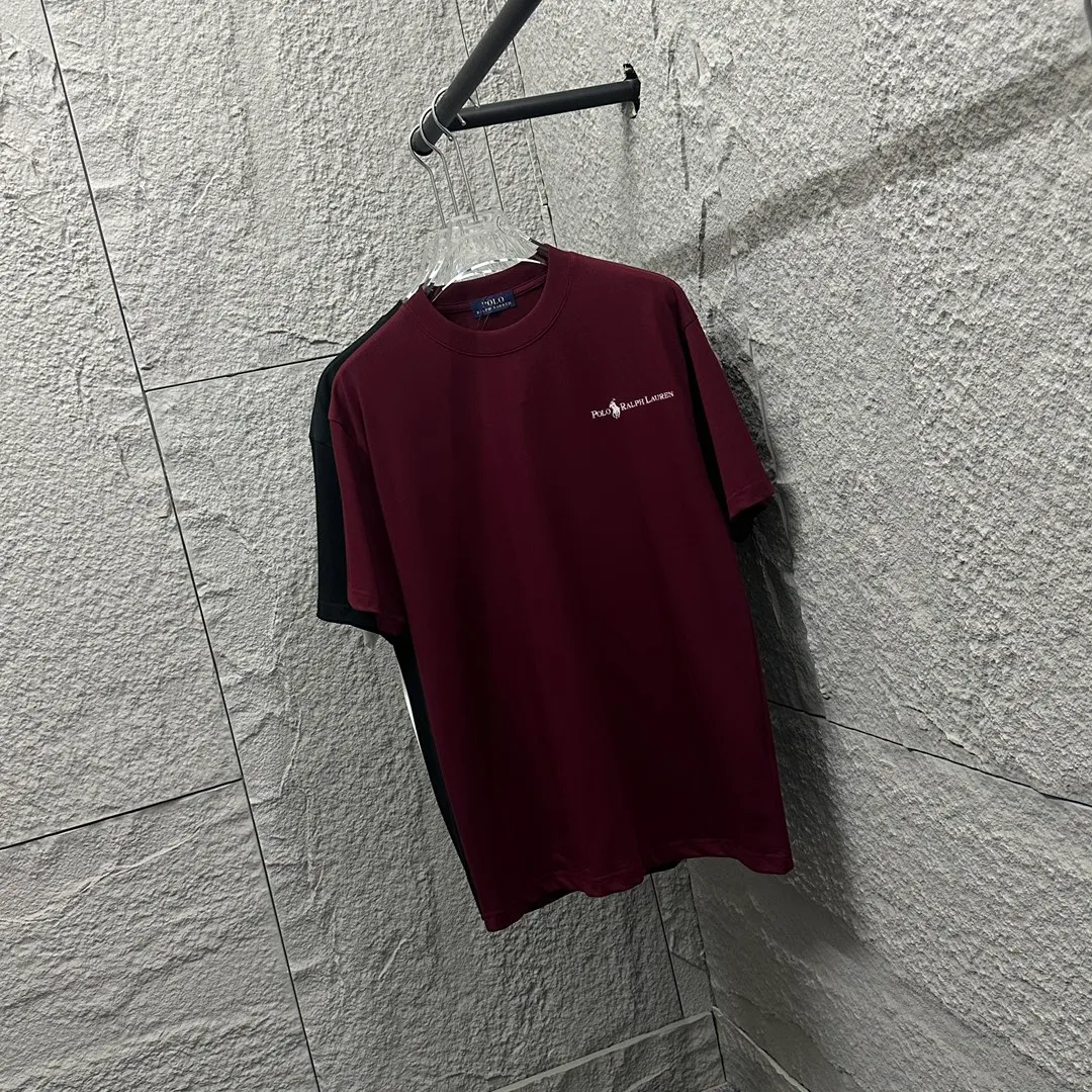 🅿️180 Polo* Ralph Lauren 2025 spring and summer new style Classic letter pony embroidery Customized double yarn plain cotton fabric Short-sleeved T-shirt Unisex Color: Black White Angora Red Size: S (90-130 pounds) M (120-150 pounds) L (140-165 pounds) XL (160-180 pounds) XXL (180-210 pounds)